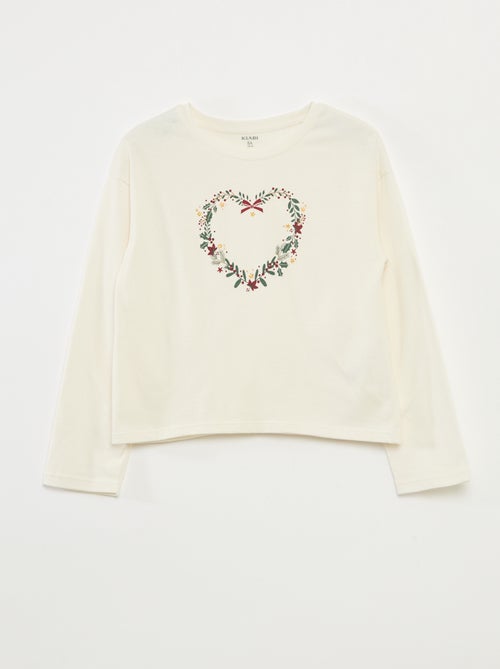 T-shirt met lange mouwen en print - Kiabi