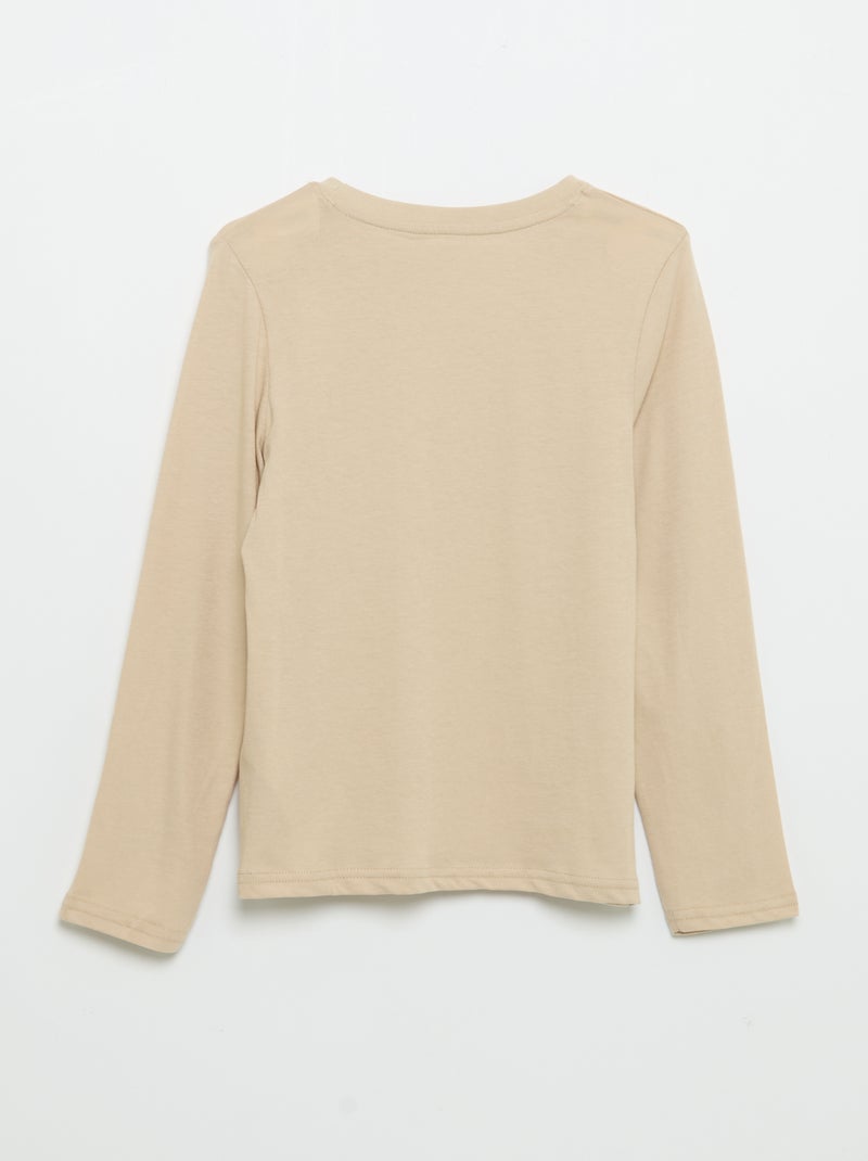 T-shirt met lange mouwen en print Biege - Kiabi