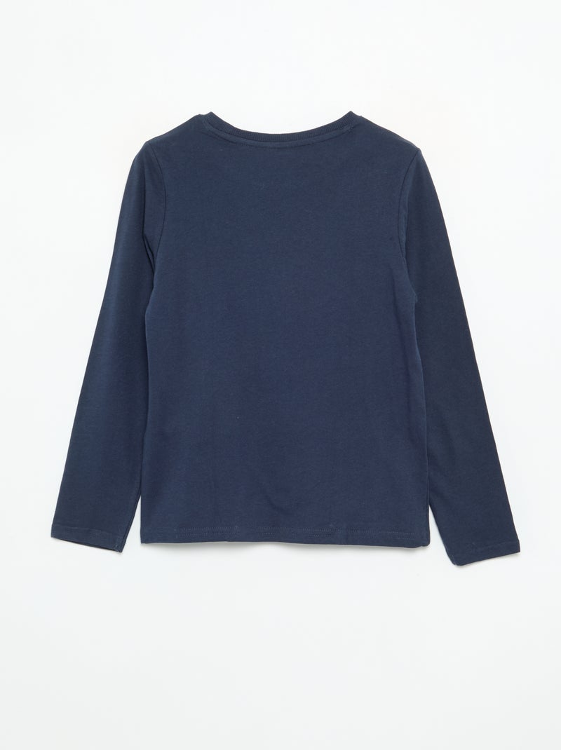 T-shirt met lange mouwen en print Blauw - Kiabi