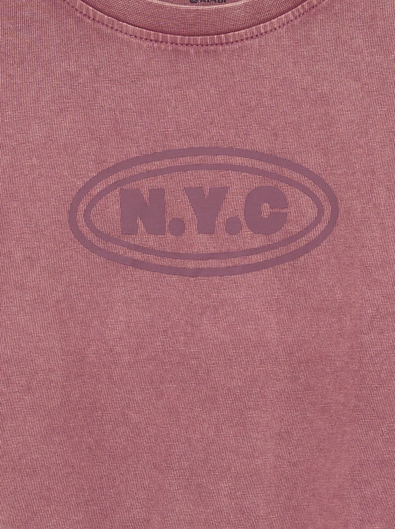 T-shirt met lange mouwen en print Bruin - Kiabi