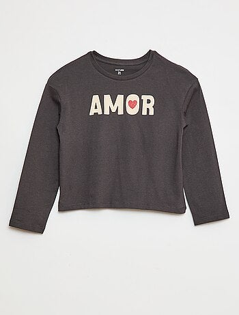 T-shirt met print en lange mouw