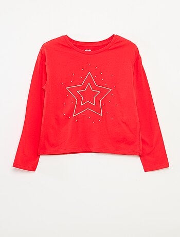 T-shirt met print en lange mouw