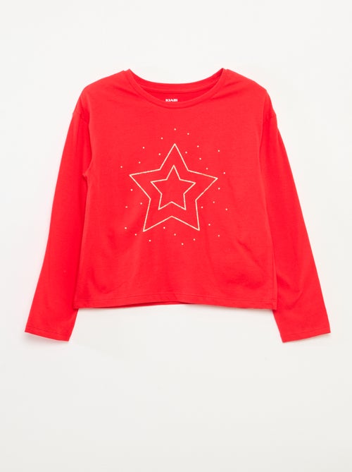 T-shirt met lange mouwen en print - Kiabi
