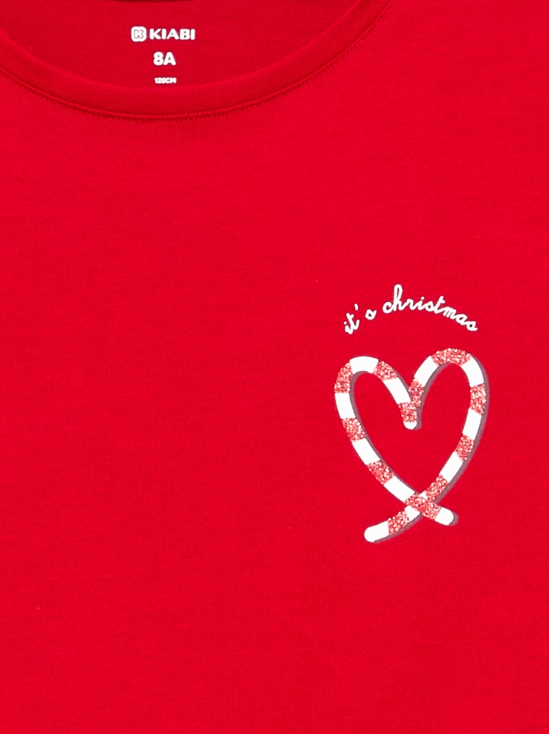 T-shirt met lange mouwen en print Rood - Kiabi