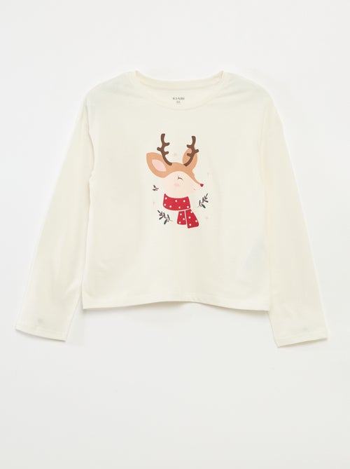 T-shirt met lange mouwen en print - Kiabi