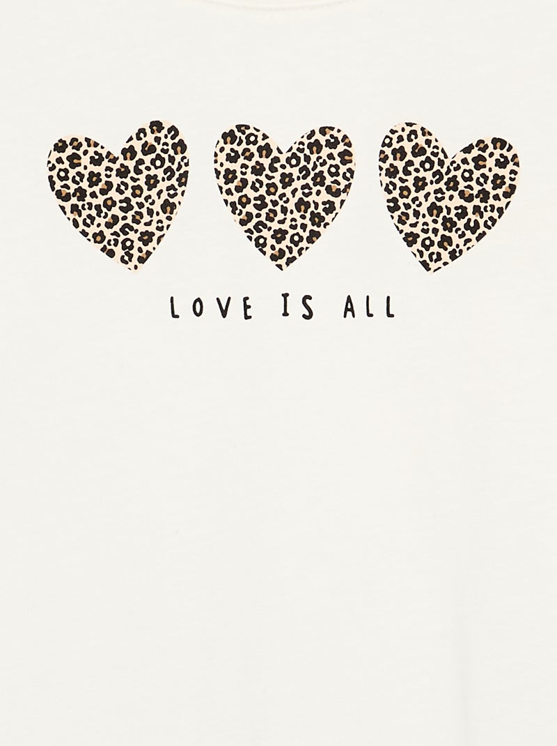 T-shirt met lange mouwen en print Wit - Kiabi