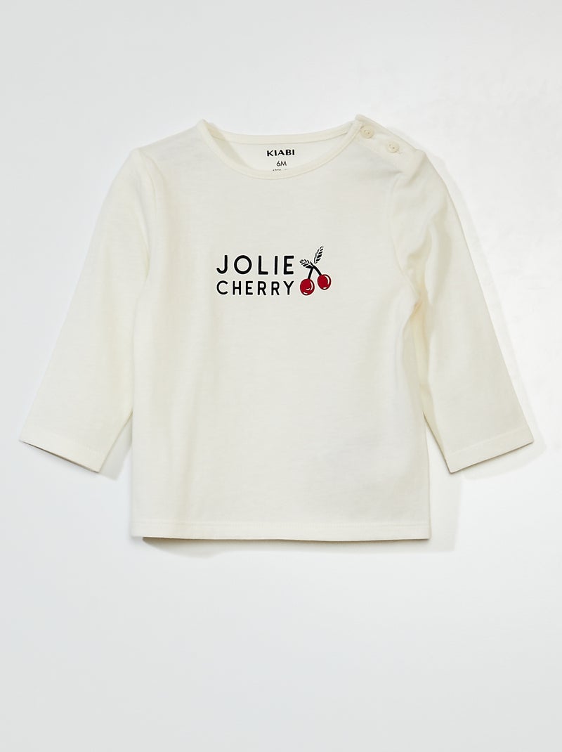 T-shirt met lange mouwen en print WIT - Kiabi