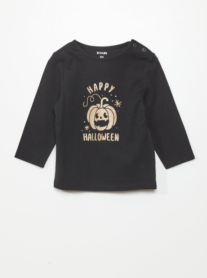 T-shirt met lange mouwen en print ZWART - Kiabi