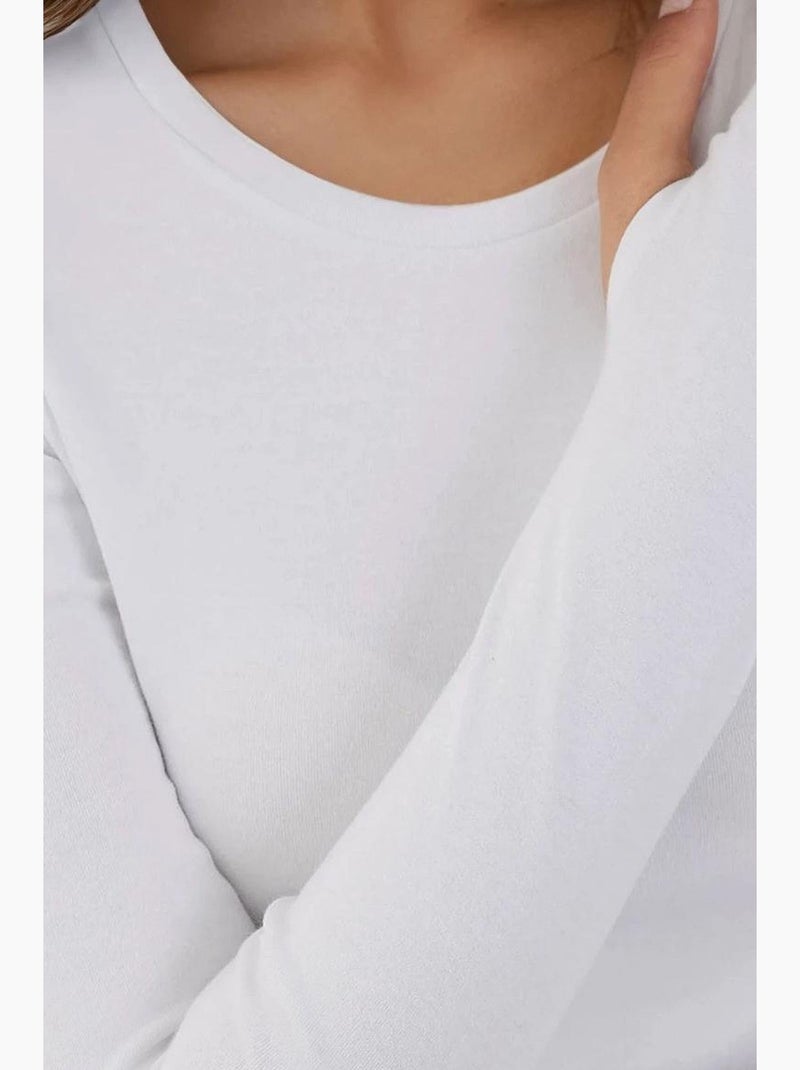 T-shirt met lange mouwen en ronde hals elastisch hiccup Wit - Kiabi