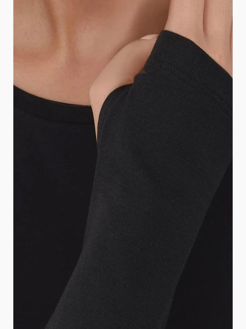 T-shirt met lange mouwen en ronde hals elastisch hiccup Zwart - Kiabi