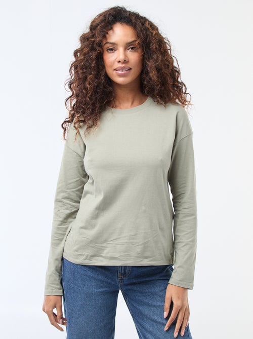 T-shirt met lange mouwen en ronde hals - Kiabi