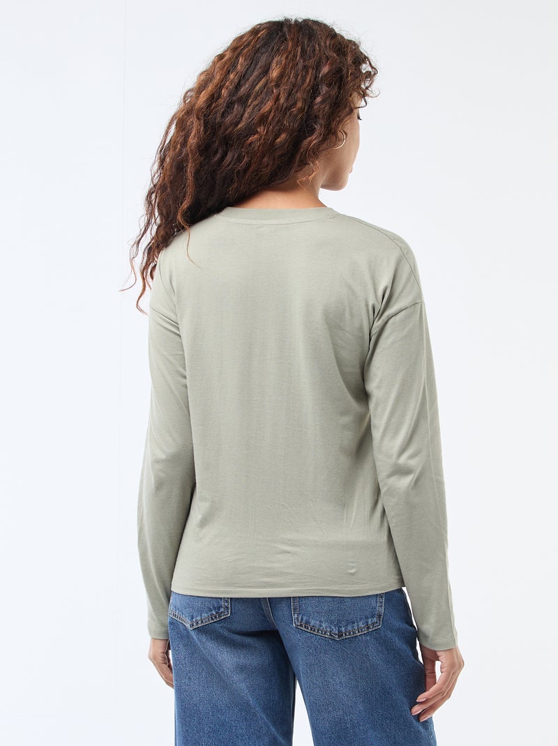 T-shirt met lange mouwen en ronde hals Groen - Kiabi