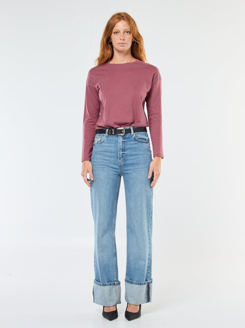 T-shirt met lange mouwen en ronde hals - Kiabi