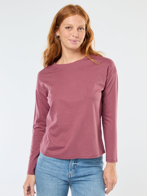 T-shirt met lange mouwen en ronde hals - Kiabi