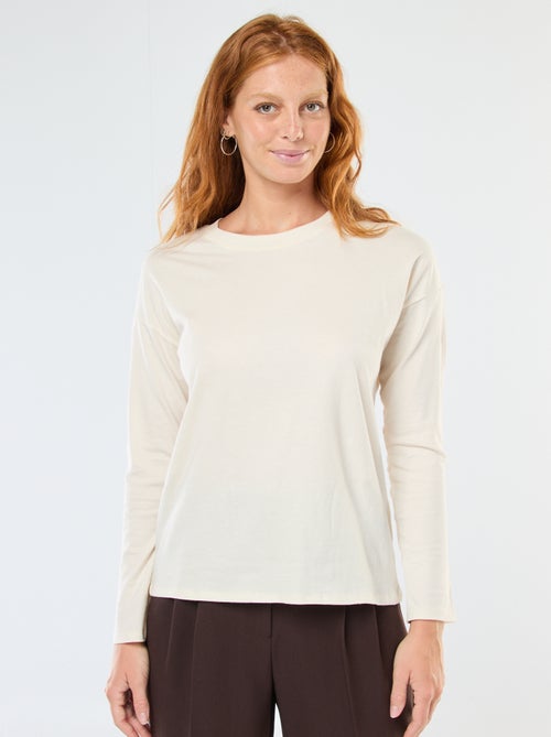 T-shirt met lange mouwen en ronde hals - Kiabi