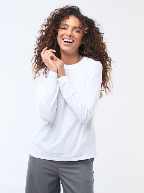 T-shirt met lange mouwen en ronde hals - Kiabi