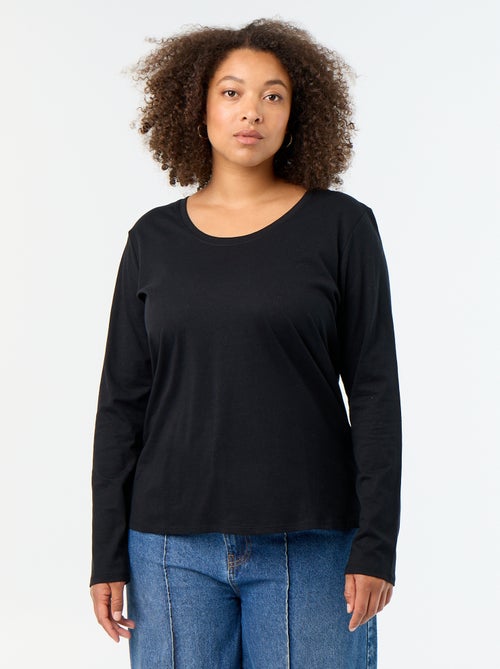 T-shirt met lange mouwen en ronde hals - Kiabi