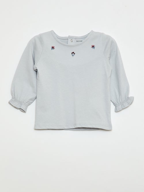 T-shirt met lange mouwen en ruches aan de mouwen - Kiabi