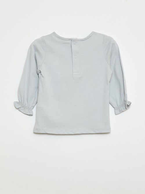 T-shirt met lange mouwen en ruches aan de mouwen - Kiabi