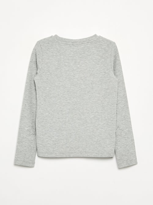 T-shirt met lange mouwen en strass - Kiabi