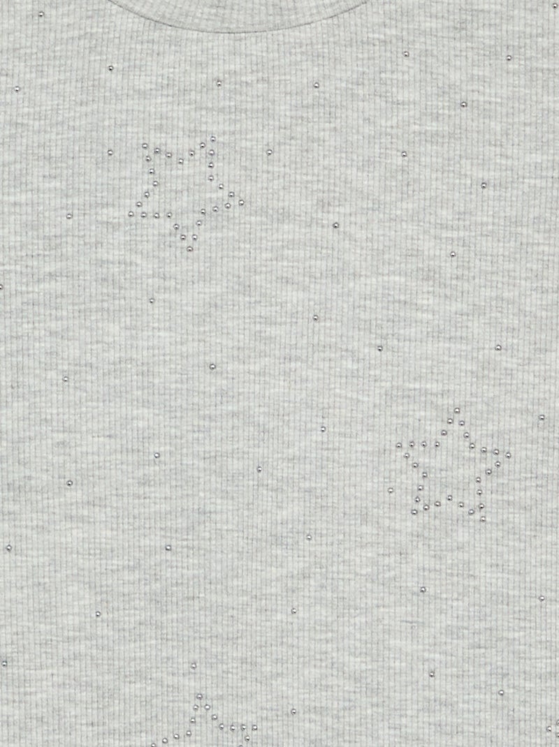 T-shirt met lange mouwen en strass Grijs - Kiabi