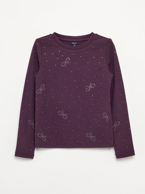 T-shirt met lange mouwen en strass-steentjes - Kiabi