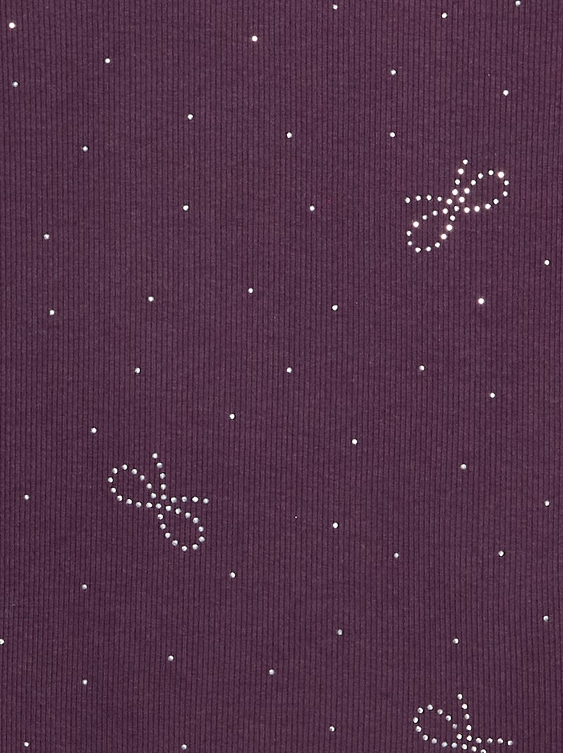 T-shirt met lange mouwen en strass-steentjes Paars - Kiabi