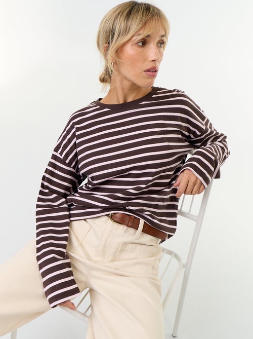 T-shirt met lange mouwen en strepen - Kiabi T-shirt met lange mouwen en strepen - Kiabi