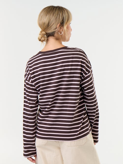 T-shirt met lange mouwen en strepen - Kiabi T-shirt met lange mouwen en strepen - Kiabi