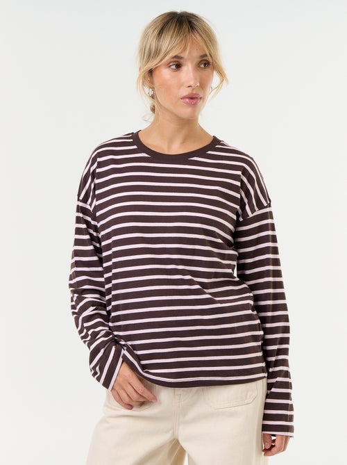 T-shirt met lange mouwen en strepen - Kiabi T-shirt met lange mouwen en strepen - Kiabi