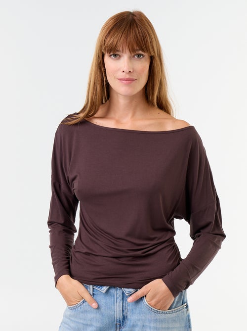 T-shirt met lange mouwen en stretch aan de zijkant - Kiabi