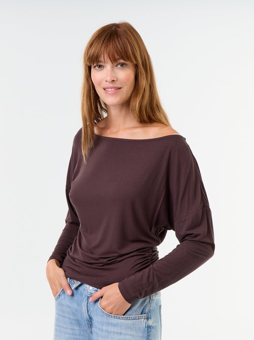 T-shirt met lange mouwen en stretch aan de zijkant - Kiabi