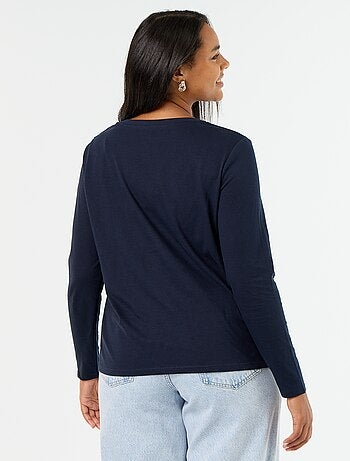 T-shirt met lange mouwen en V-hals