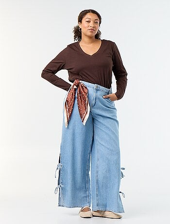 T-shirt met lange mouwen en V-hals