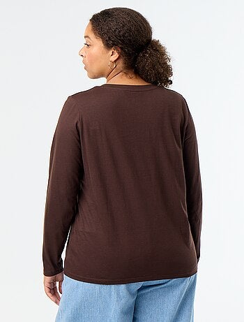 T-shirt met lange mouwen en V-hals