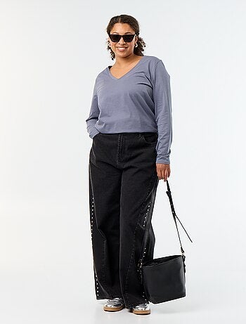 T-shirt met lange mouwen en V-hals
