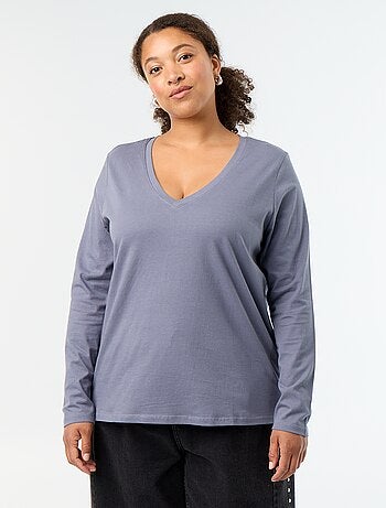 T-shirt met lange mouwen en V-hals