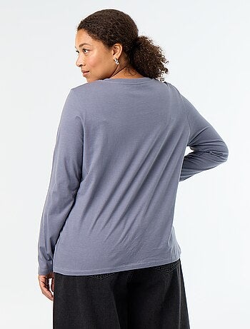 T-shirt met lange mouwen en V-hals