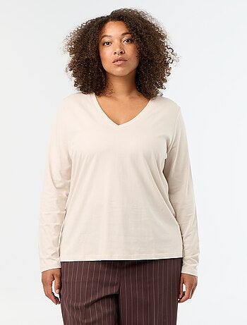 T-shirt met lange mouwen en V-hals