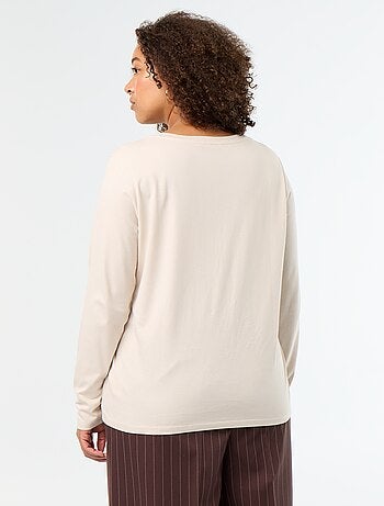 T-shirt met lange mouwen en V-hals