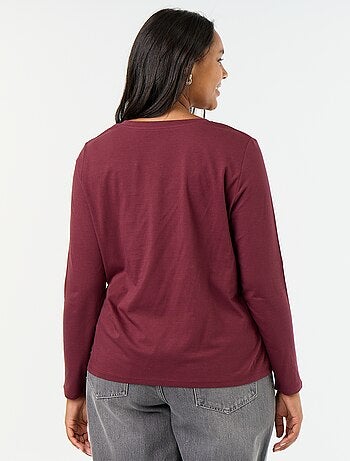 T-shirt met lange mouwen en V-hals