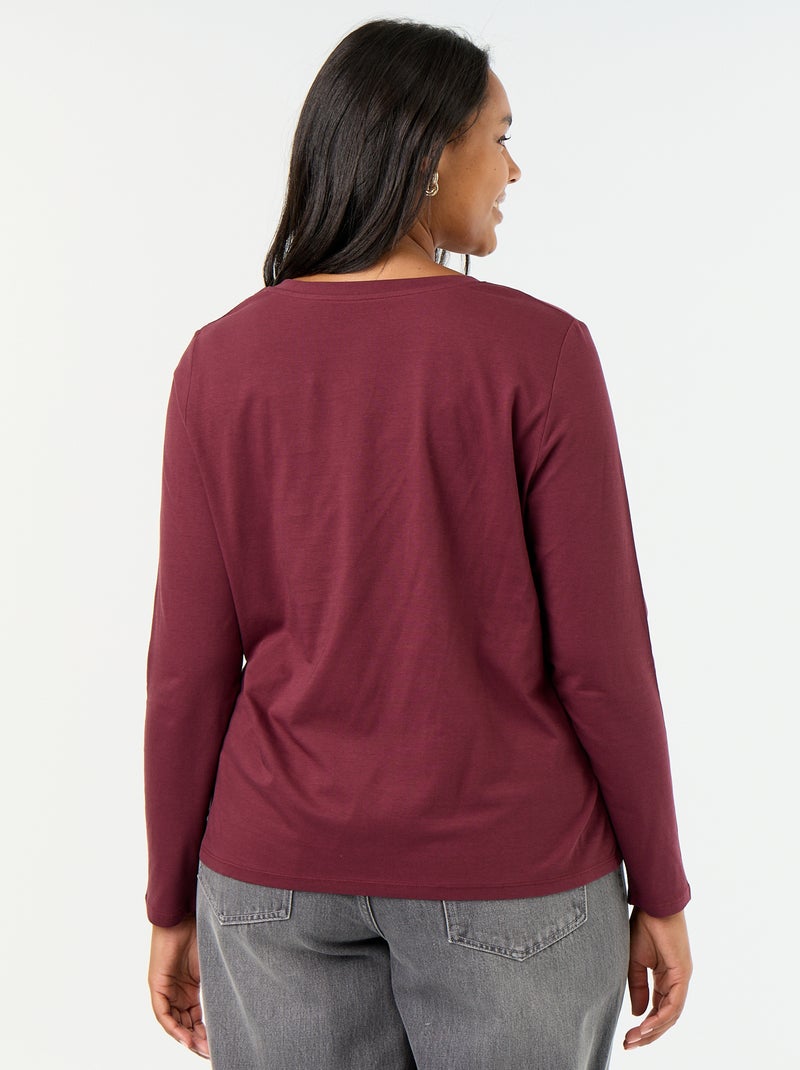 T-shirt met lange mouwen en V-hals Rood - Kiabi