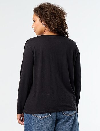 T-shirt met lange mouwen en V-hals