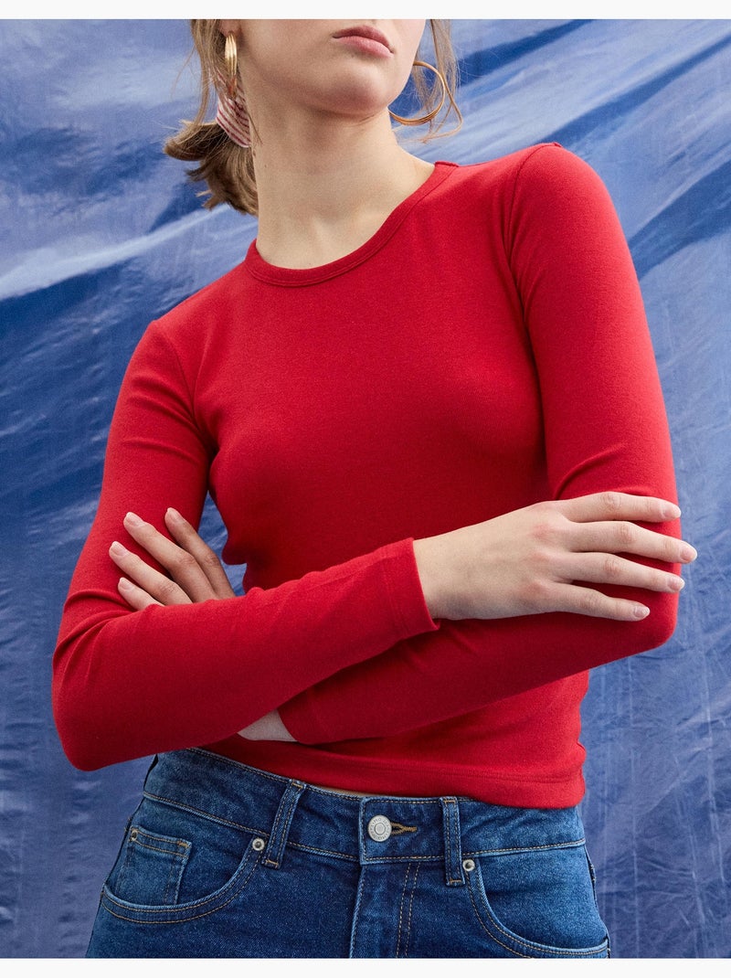 T-shirt met lange mouwen, MO Fashion Rood - Kiabi