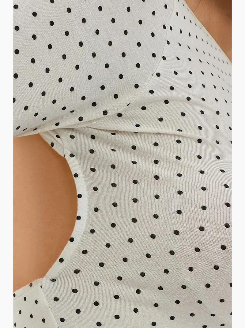 T-shirt met lange mouwen open rug stippen aansluitend hiccup Wit - Kiabi