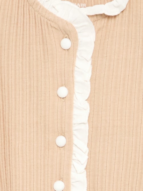 T-shirt met lange mouwen, ruches en contrasterende knopen - Kiabi