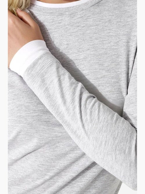 T-shirt met lange mouwen textuur ronde hals aansluitend hiccup - Kiabi T-shirt met lange mouwen textuur ronde hals aansluitend hiccup - Kiabi