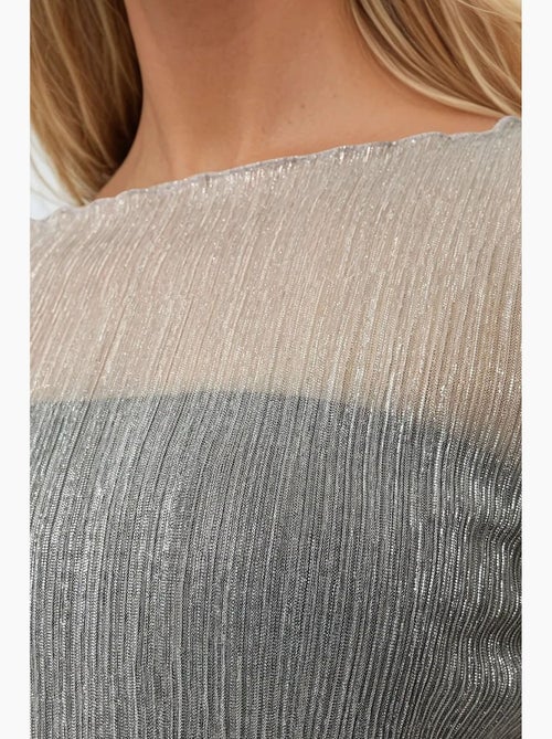 T-shirt met lange mouwen textuur ronde hals glitter aansluitend hiccup - Kiabi T-shirt met lange mouwen textuur ronde hals glitter aansluitend hiccup - Kiabi