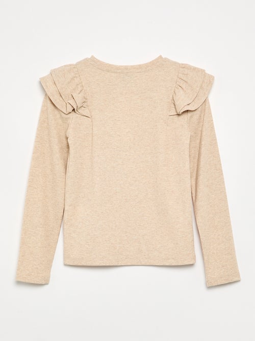 T-shirt met lange mouwen van geribde stof - Kiabi