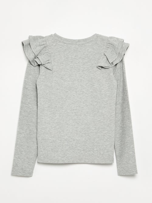 T-shirt met lange mouwen van geribde stof - Kiabi